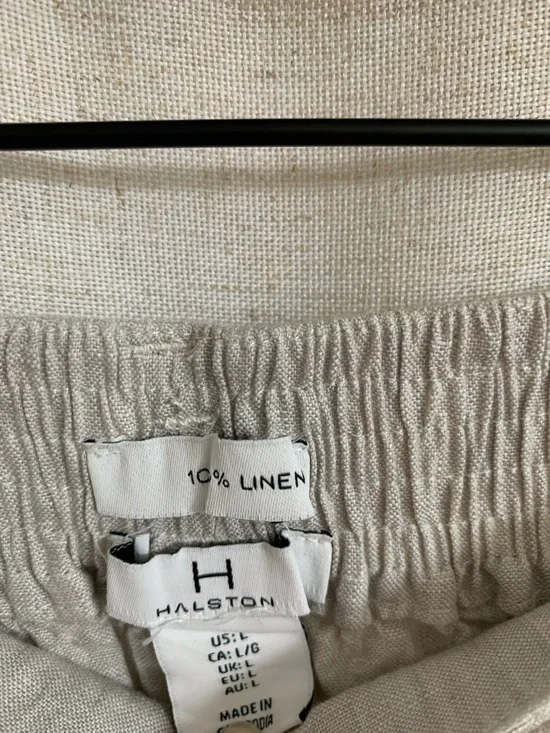 Halston 100% Linen New Wide Leg Flowy Pants Cream Ivory New Large - Picture 3 of 7